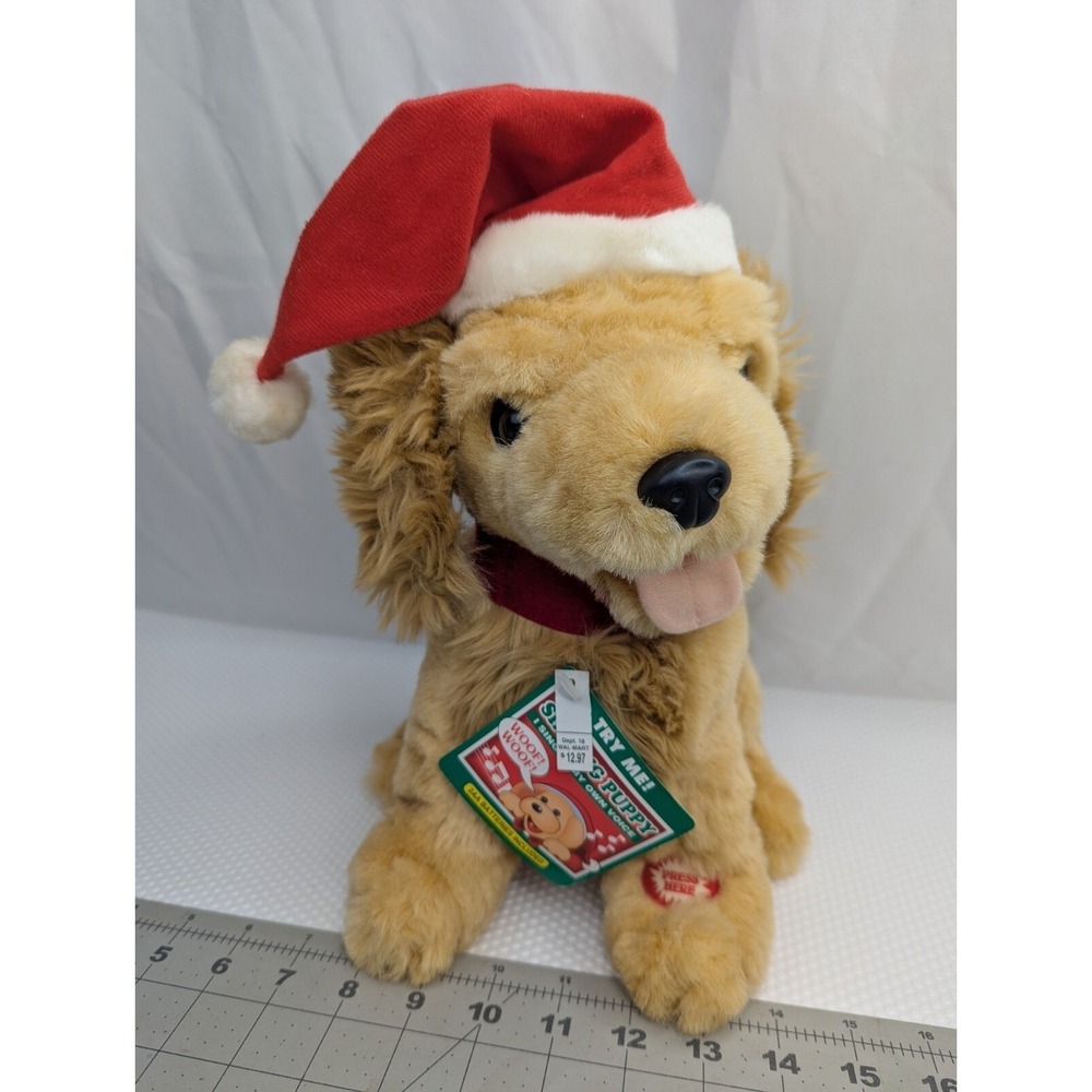 Walmart Christmas Dog Puppy‎ Plush Musical 13 Inch TB Trading Works READ Stuffed